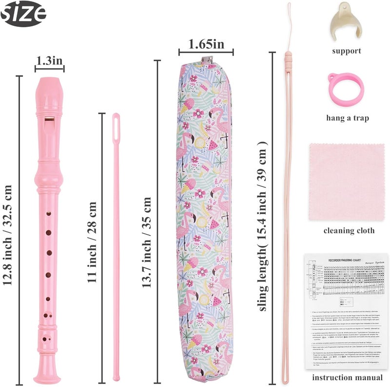 Haecsfl Recorder Instrument for Beginner Adults,8-Hole Soprano Descant Recorder Music Flute with Cleaning Rod & Case Bag For Home Entertainment(2-Pink Flamingo2) - Image 2